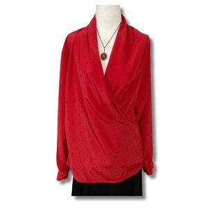 Collections Internationale Dark red black diamond print blouse ~ MEDIUM LARGE